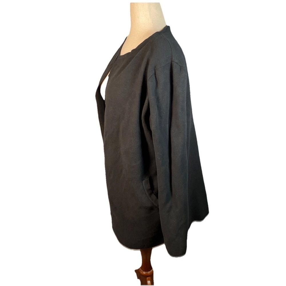 J Crew Vanessa Sweater Cardigan Blazer Duster Size Medium Black Office Cotton - Picture 3 of 6